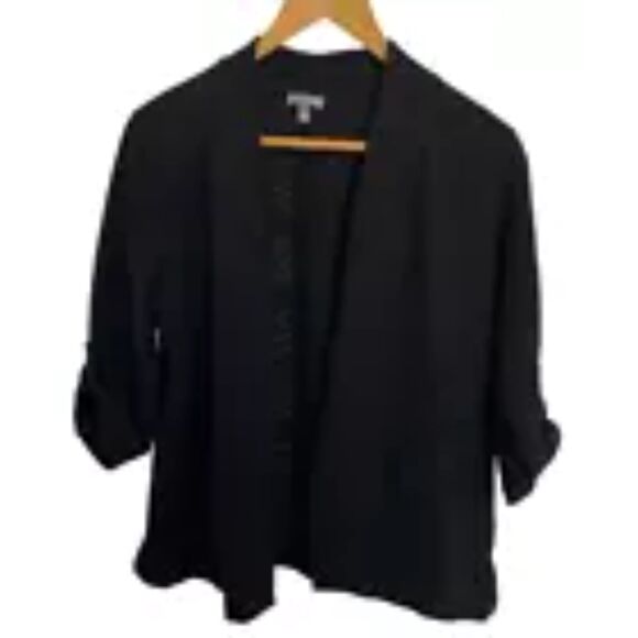 T by Talbots Women's Cardigan Open Front Black Eyelet Size Petite Med - Picture 1 of 9